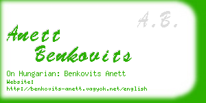 anett benkovits business card